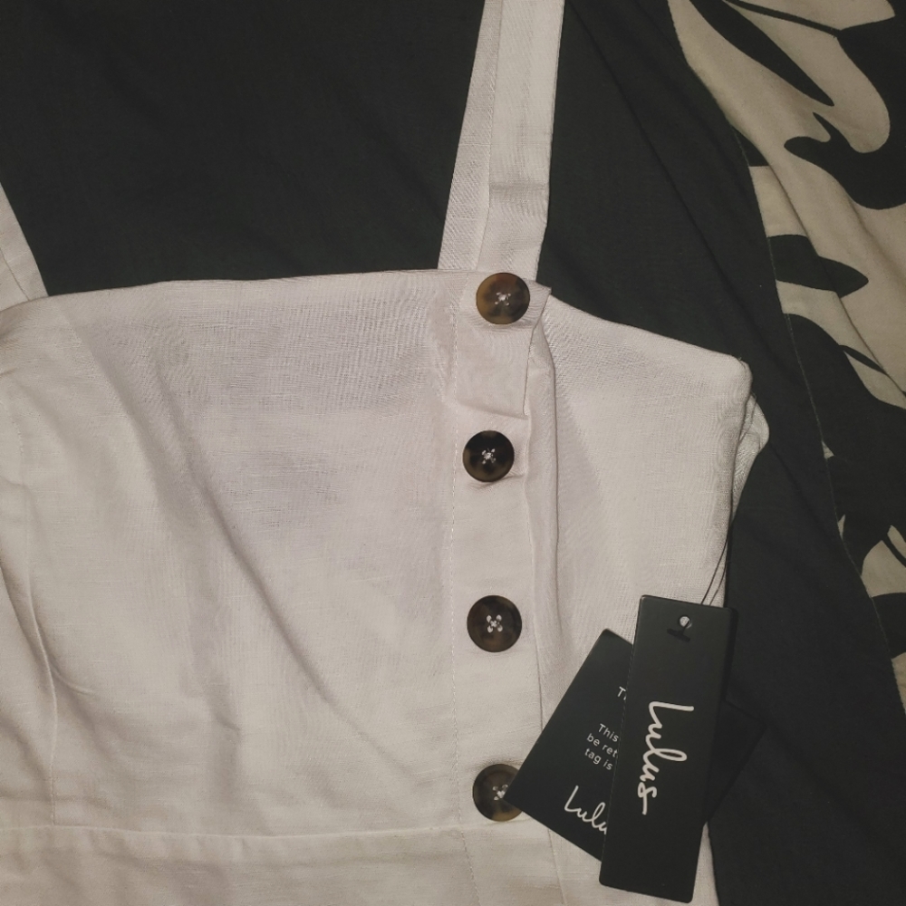 NEW NWT Lulus Louetta White Button-Down Mini Dress - Picture 7 of 10